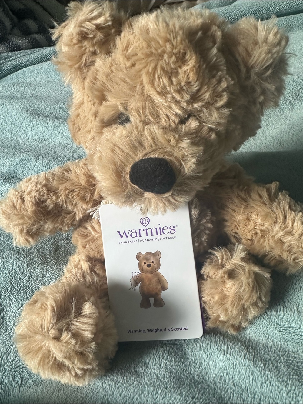 NWT Warmies Plush Teddy Bear - Light Brown Cuddly Stuffed Animal